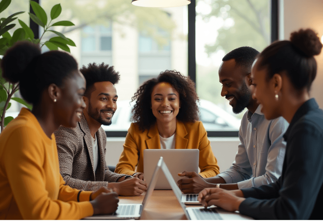 Diverse group of African entrepreneurs collaborating